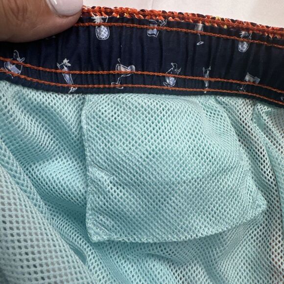 Tommy Bahama Swim Trunks Mesh Lined Pockets Mens XXL Orange Geometric Print - Picture 8 of 13